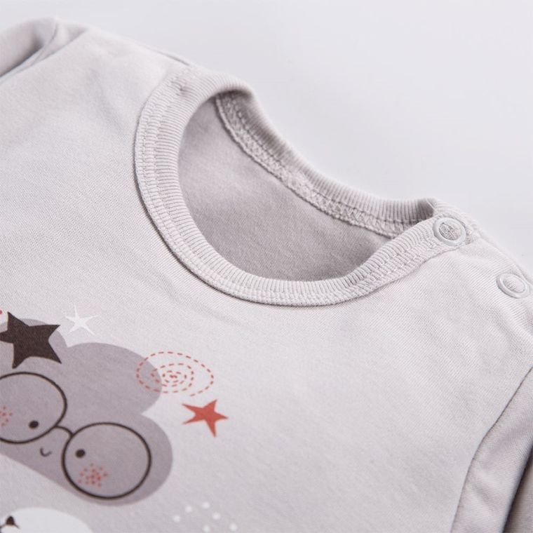 Body niemowlęce z długim rękawem, szare, Eevi