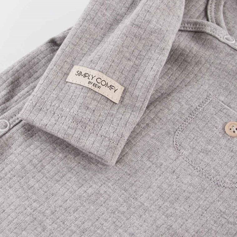 Body niemowlęce z długim rękawem, szare, rozpinane, Eevi