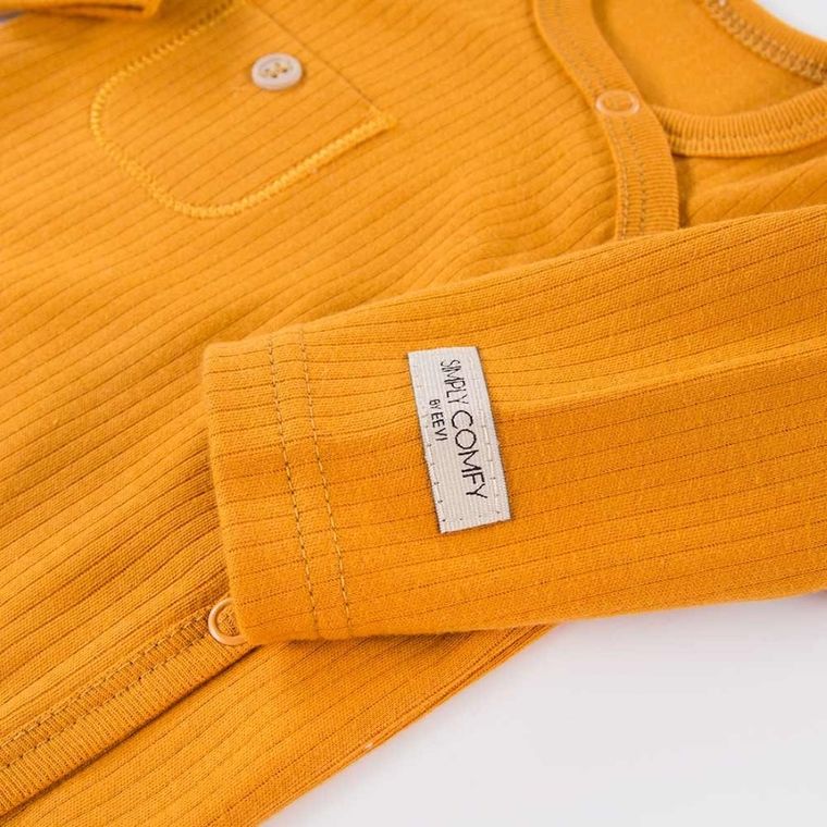 Body niemowlęce z długim rękawem, żółte, rozpinane, Eevi