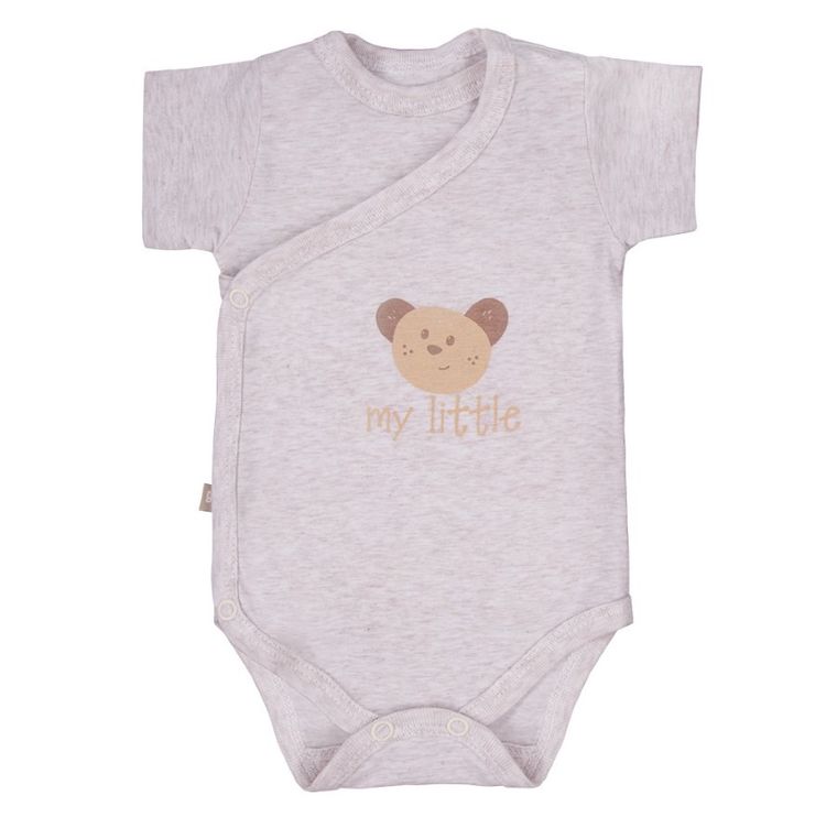 Body niemowlęce z krótkim rękawem, beżowe, kropki, miś, zestaw, 3 szt., Eevi