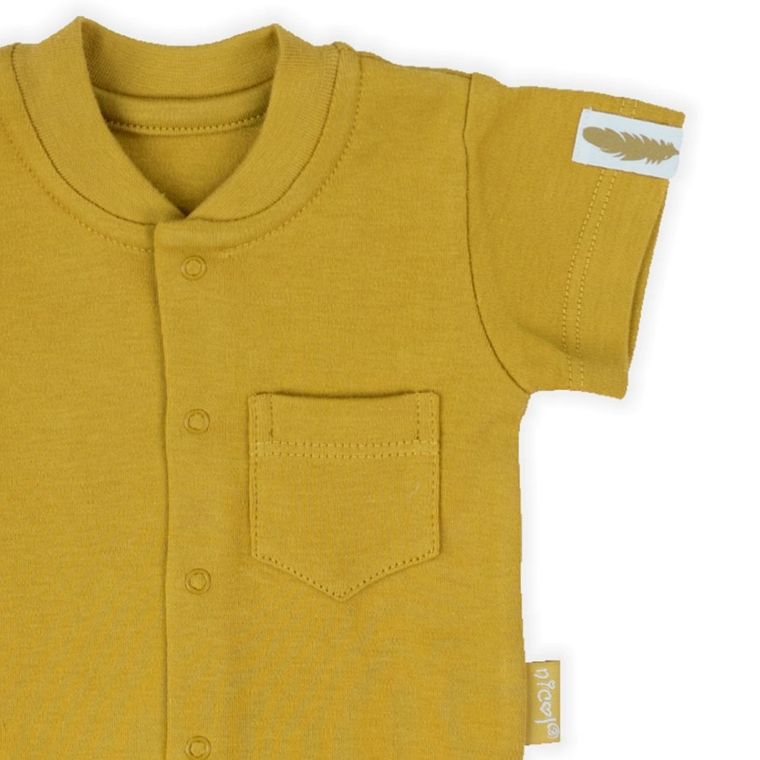 Body niemowlęce z krótkim rękawem, musztardowe, Nicol