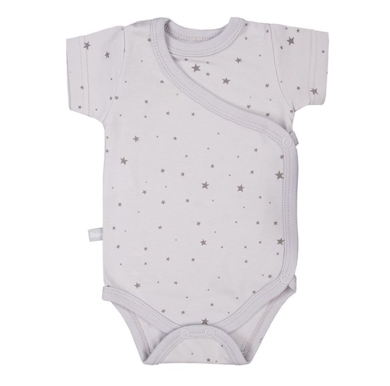 Body niemowlęce z krótkim rękawem, szare, gwiazdki, zestaw, 3 szt., Eevi