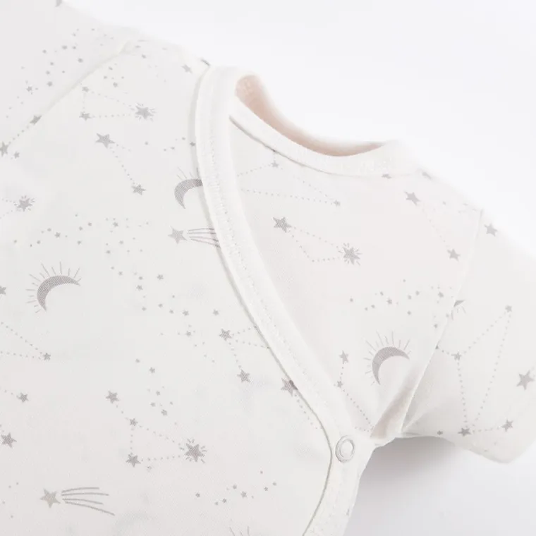 Body niemowlęce z krótkim rękawem, szare, zestaw, 3 szt., Eevi