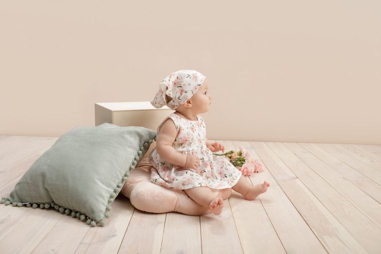 Body sukienka dziewczęce bez rękawów, ecru, Summer Garden, Pinokio