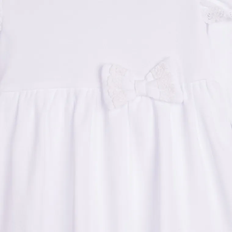 Body sukienka dziewczęce z długim rękawem, białe, Nicol