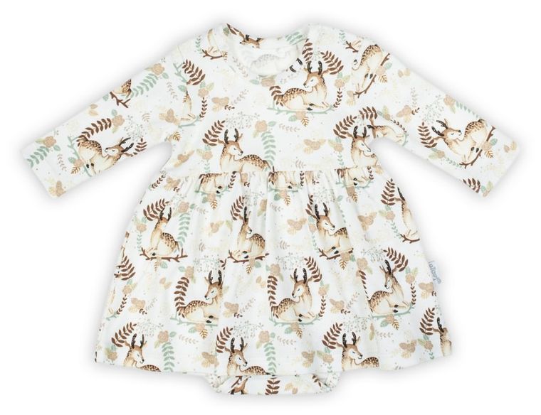 Body sukienka dziewczęce z długim rękawem, ecru, Nicol