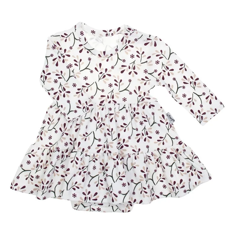 Body sukienka dziewczęce z długim rękawem, ecru, Nicol