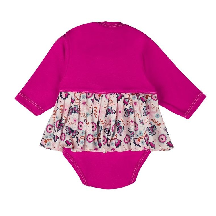 Body sukienka dziewczęce z długim rękawem, różowe, falbanka, Tup Tup