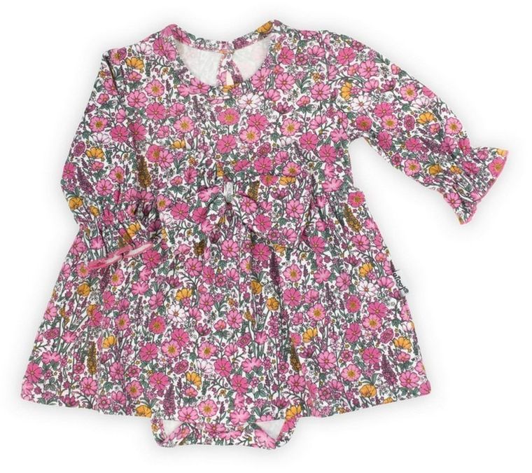 Body sukienka dziewczęce z długim rękawem, różowe, Nicol