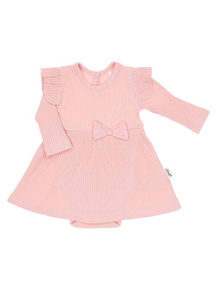 Body sukienka dziewczęce z długim rękawem, różowe, Nicol