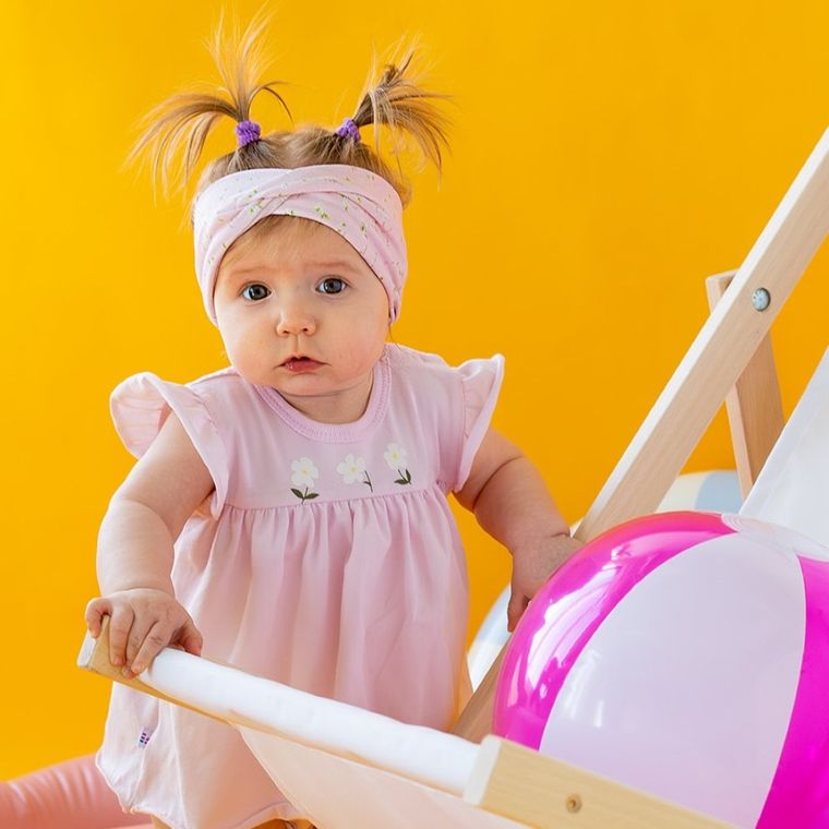 Body sukienka dziewczęce z krótkim rękawem, różowe, Eevi