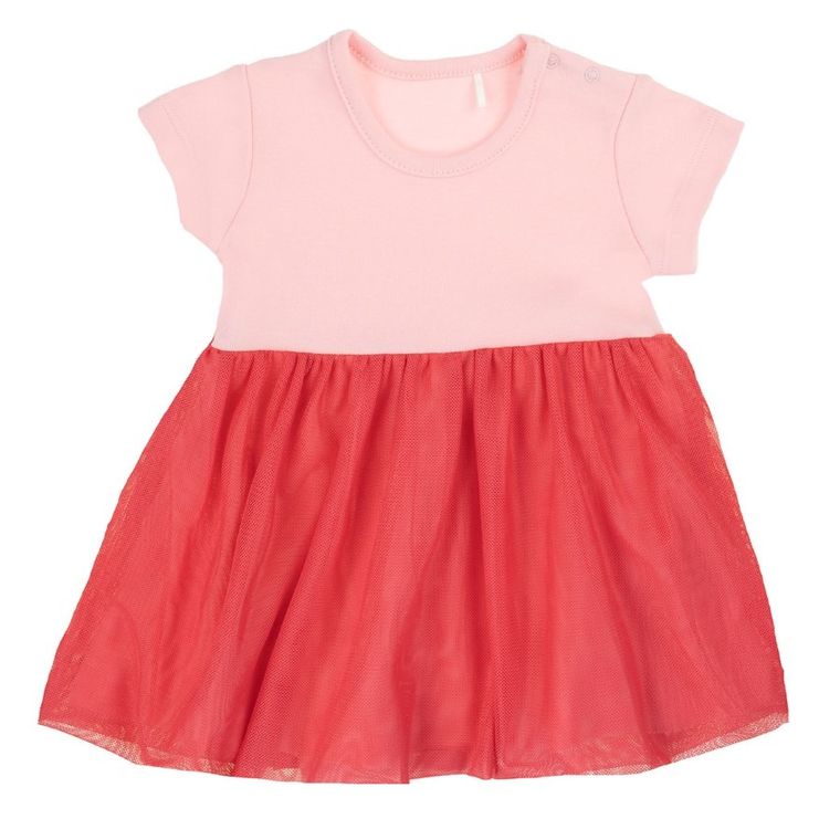 Body sukienka dziewczęce z krótkim rękawem, różowo-czerwone, Nicol