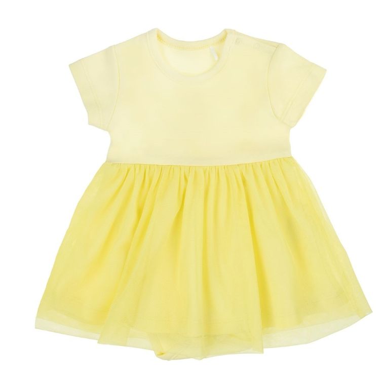 Body sukienka dziewczęce z krótkim rękawem, żółte, Nicol