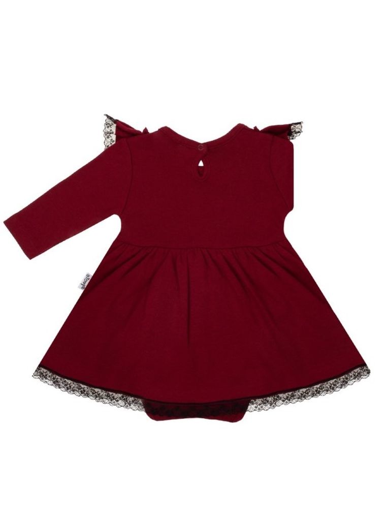 Body sukienka z długim rękawem, bordowe, Nicol