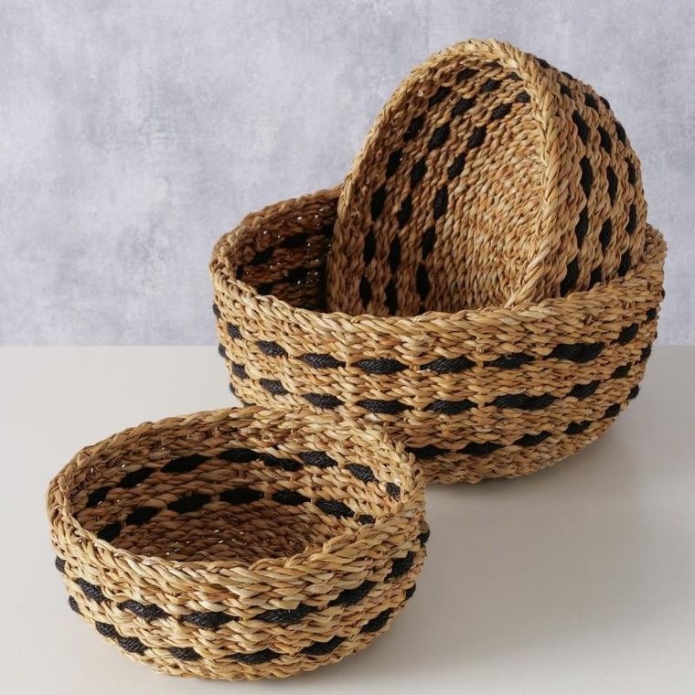 Boltze, Bokar, zestaw koszyków ozdobnych, okrągłych, 21-30 cm, 3 szt.