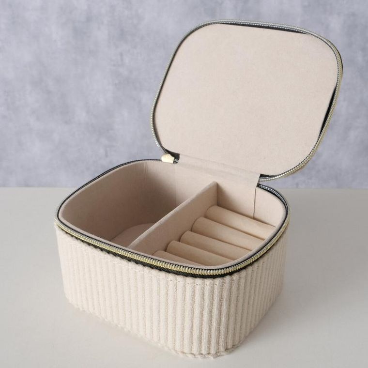 Boltze, Caja, pudełko na biżuterię, obite sztruksem, 12-10-6 cm