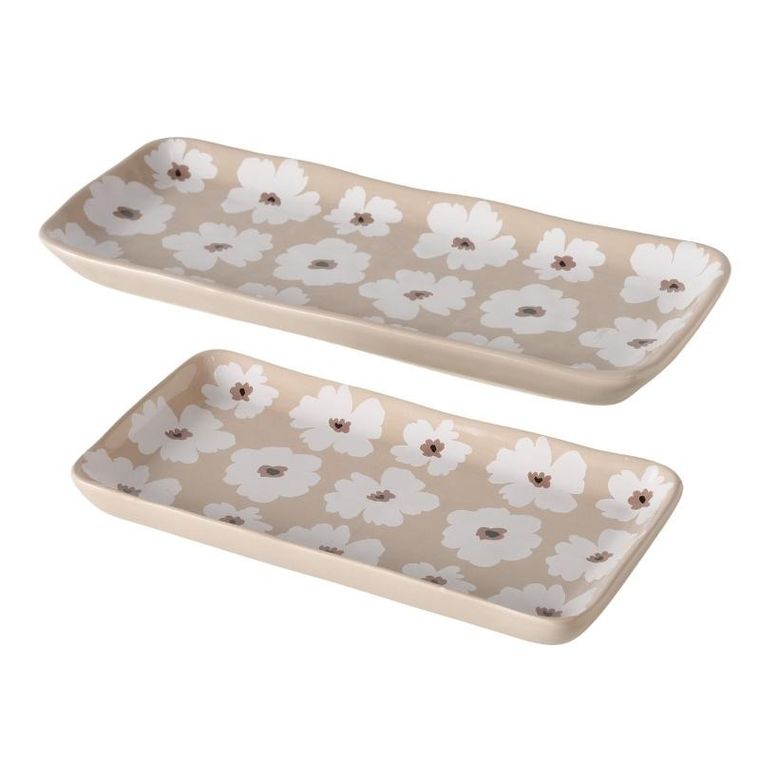 Boltze Home, Canea, patery ceramiczne w kwiaty, 13-15 cm