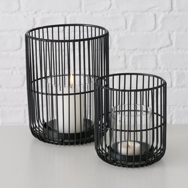 Boltze Home, Cindy, lampion metalowy ze szklanym wkładem, 14 - 20 cm