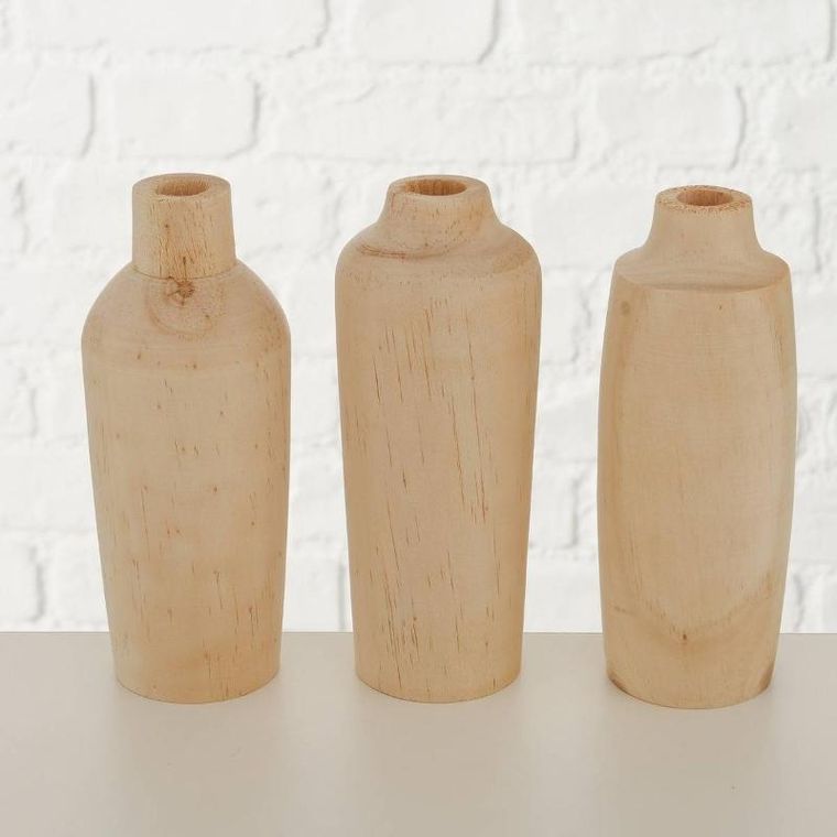 Boltze Home, drewniany wazon z bukietem suszonych kwiatów, Faya, 30 cm