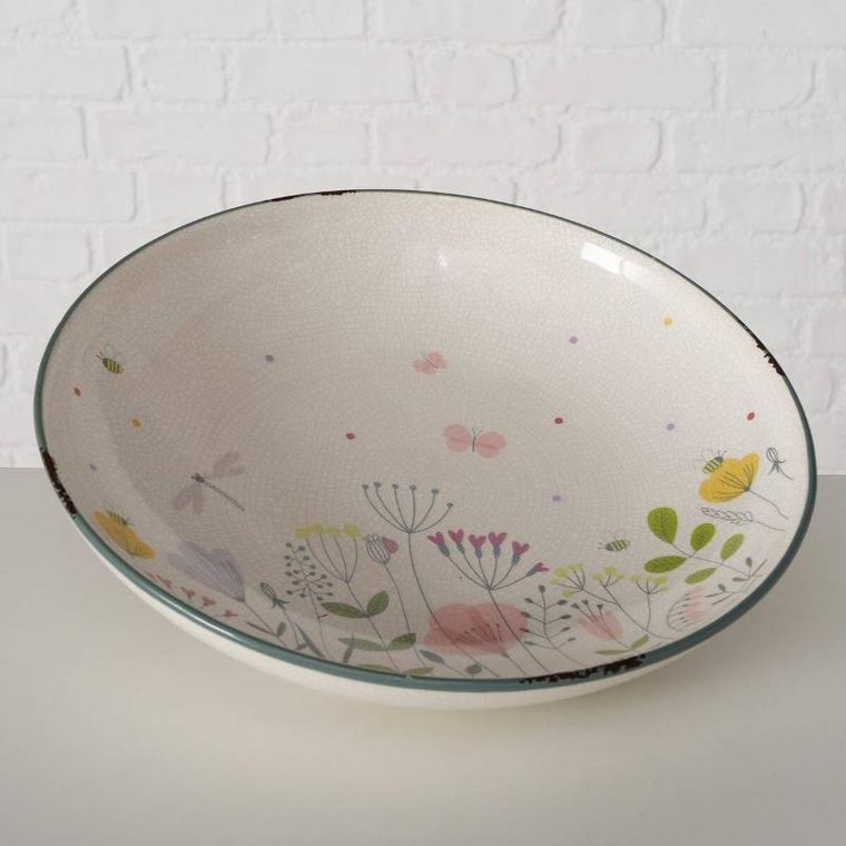 Boltze Home, Florina, talerze ceramiczne, kwiaty polne, 2 szt.