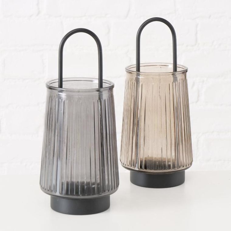 Boltze Home, Iver, szklany świecznik z uchwytem, 25,5 cm