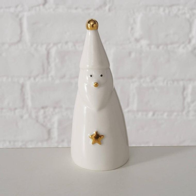 Boltze Home, Jelki, figurki porcelanowe, białe, mikołaje, 2 szt.