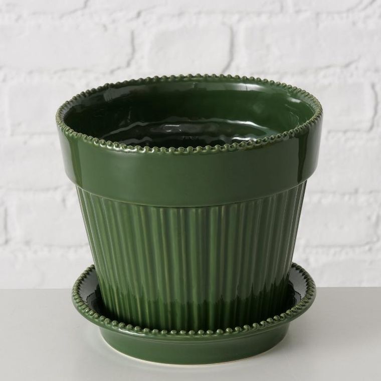 Boltze Home, Juniper, zestaw doniczka porcelanowa z podstawką, 14,9 cm