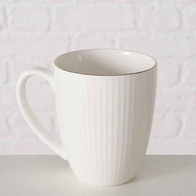Boltze Home, kubek porcelanowy, Kelly, biały, 400 ml