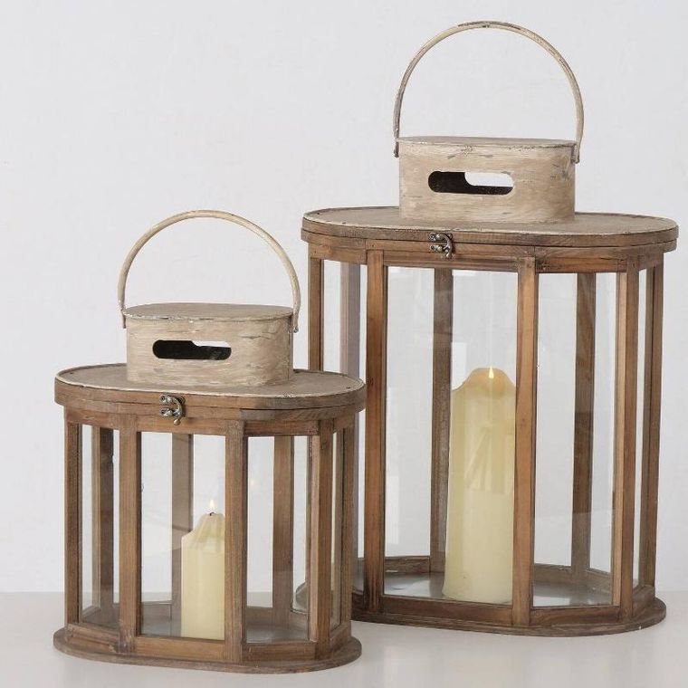 Boltze Home, lampiony drewniane Luarie, 2 szt.