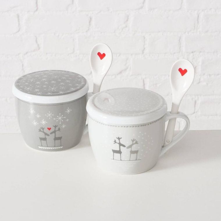 Boltze Home, Lovelies, świąteczny kubek jumbo z pokrywką i łyżeczką, 600 ml