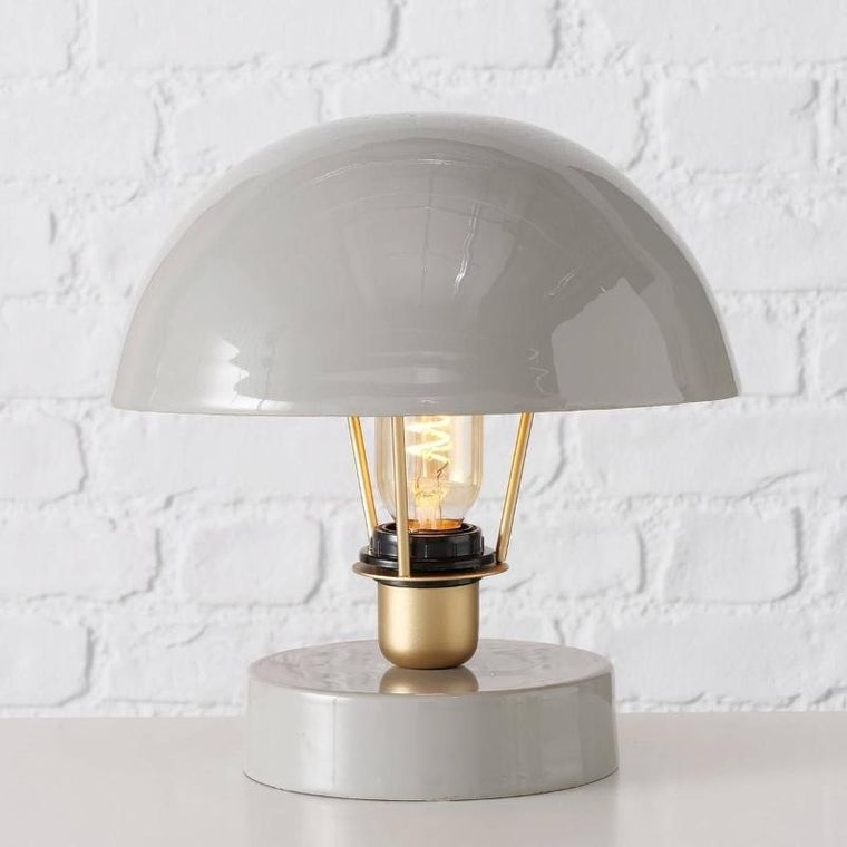 Boltze Home, metalowa lampka stołowa Clover, szary klosz, Ø 25 cm