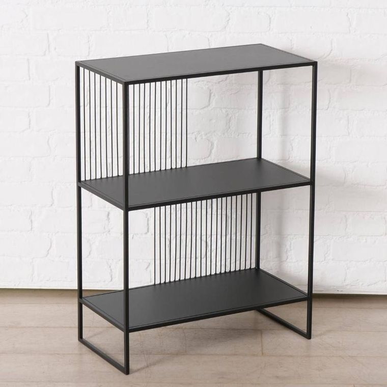 Boltze Home, metalowa półka stojąca, Cindy, czarna, 75-28 cm