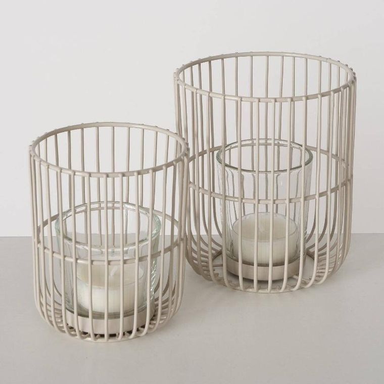 Boltze Home, metalowy lampion, Cindy, beżowy, 2 szt.