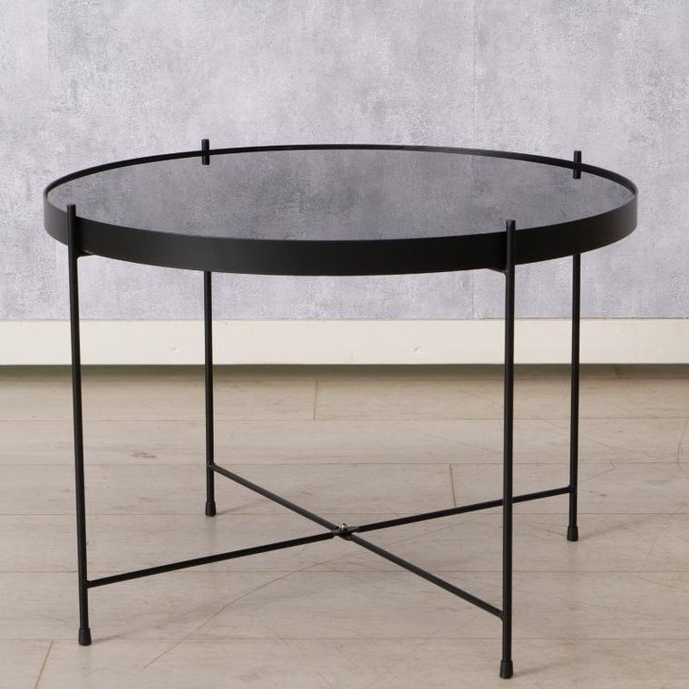 Boltze Home, metalowy stolik ze szklanym blatem, Sherin, 40 cm