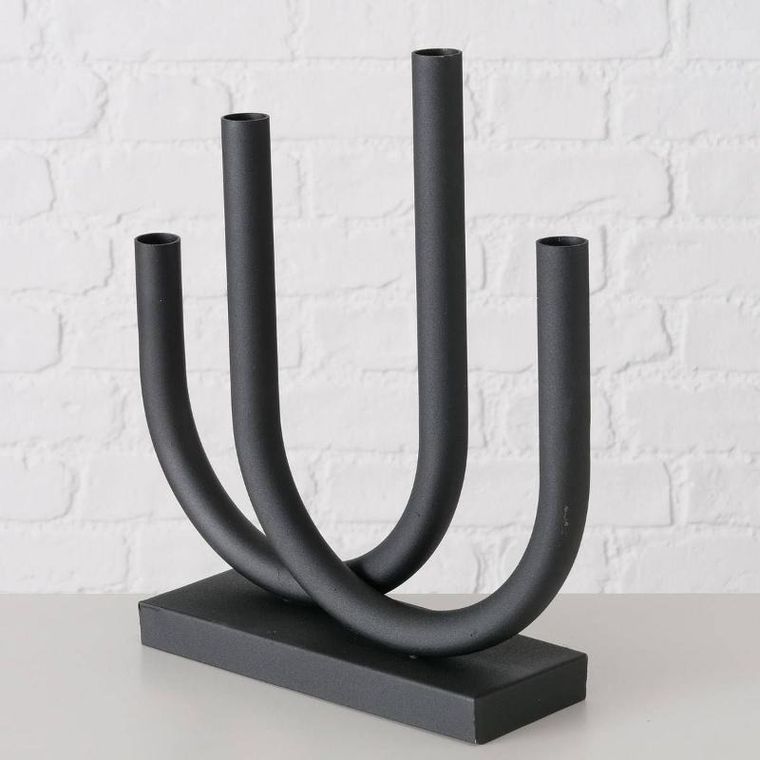 Boltze Home, metalowy świecznik Tonis, 34-33 cm, czarny