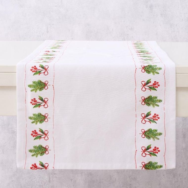 Boltze Home, Noelle, bieżnik z jemiołą, bawełniany, 140 cm