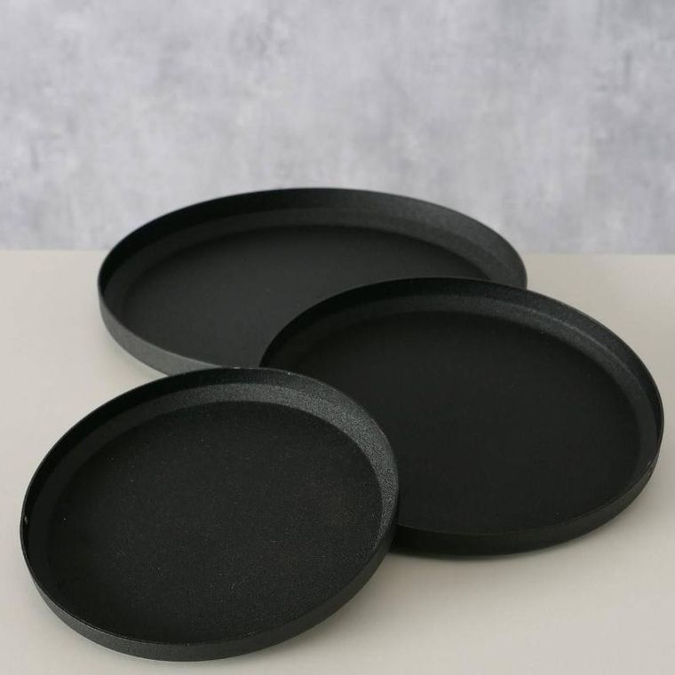 Boltze Home, podstawki na świece Mio, 3 szt., czarny mat