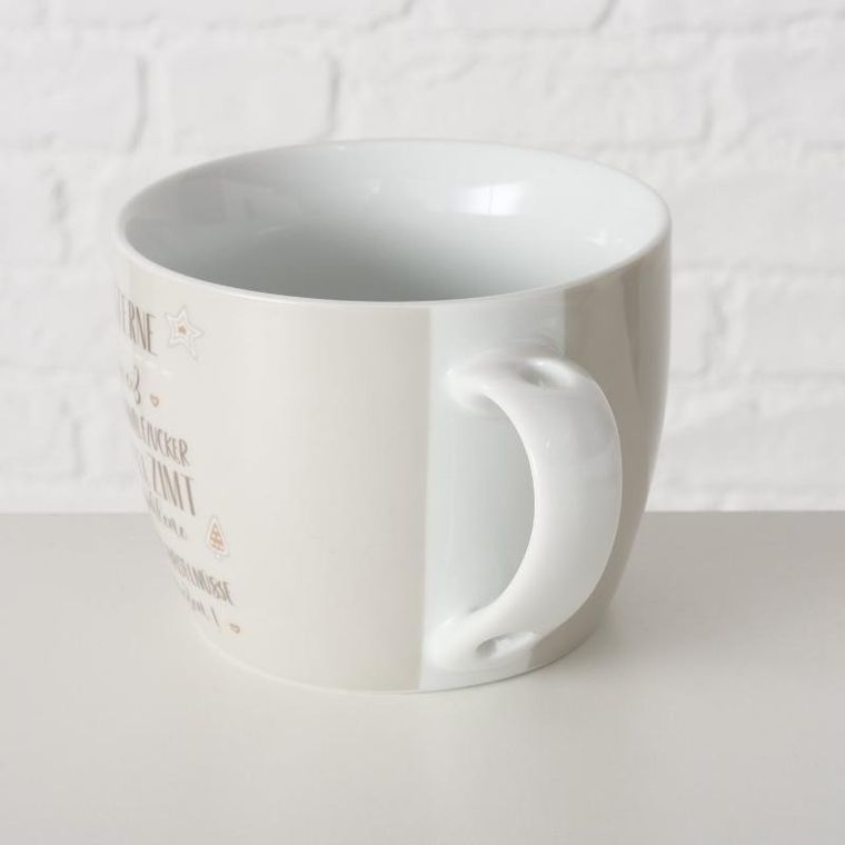 Boltze Home, porcelanowy kubek z pokrywką i łyżeczką, Bakery, 600 ml