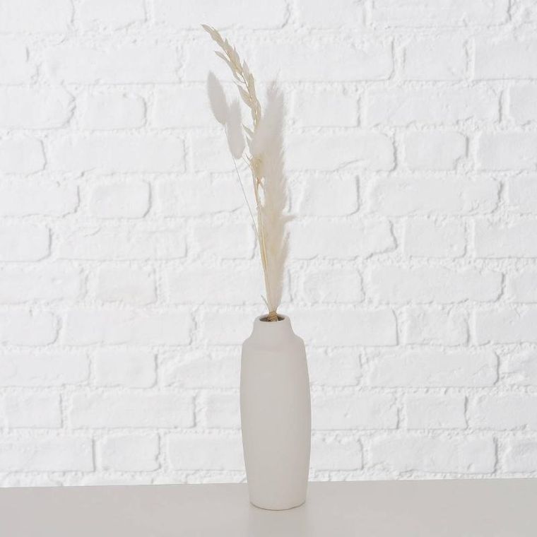 Boltze Home, porcelanowy wazon dekoracyjny, Bianca, suszone kwiaty, wys. 16 cm