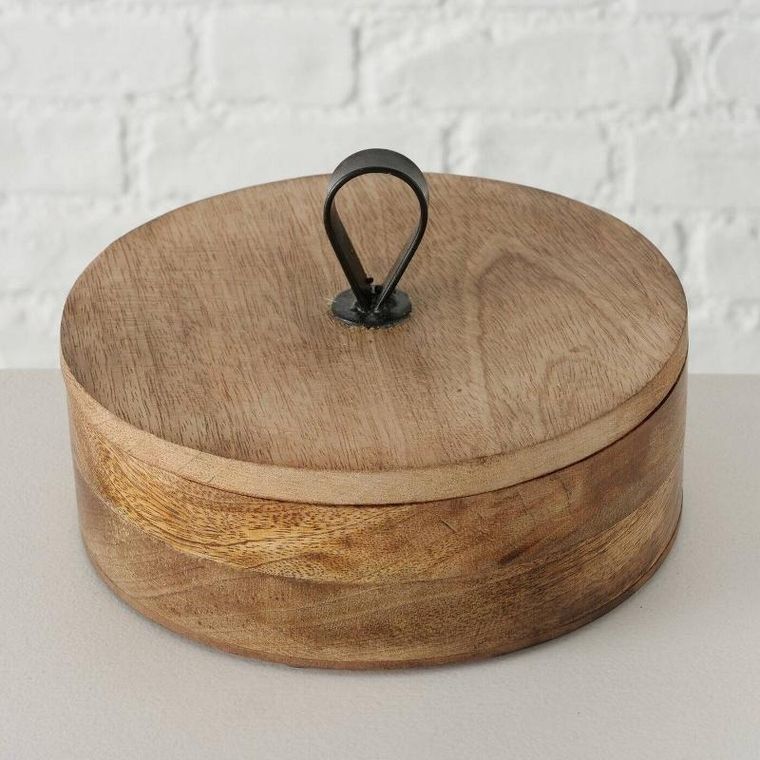 Boltze Home, pudełko okrągłe KABIR, drewno mango, Ø 19 cm