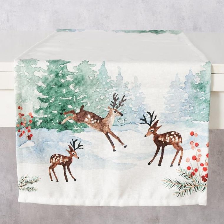 Boltze Home, Roxy, bieżnik z motywem reniferów, 140 cm