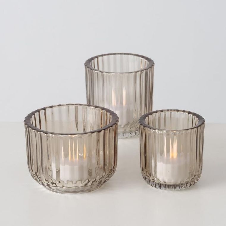 Boltze Home, Sikel, szklane świeczniki w trzech rozmiarach