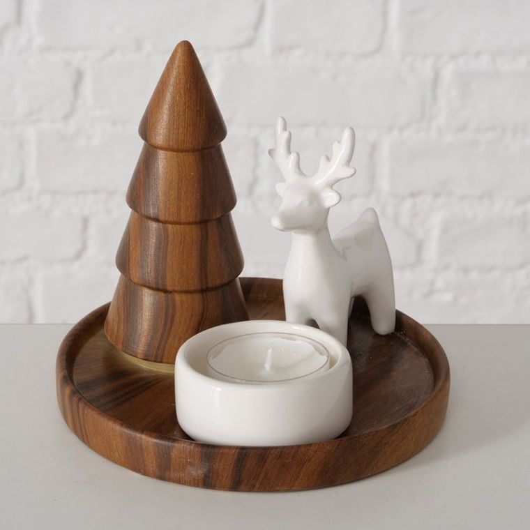 Boltze Home, Skando, świecznik z choinką i figurką, 12 cm