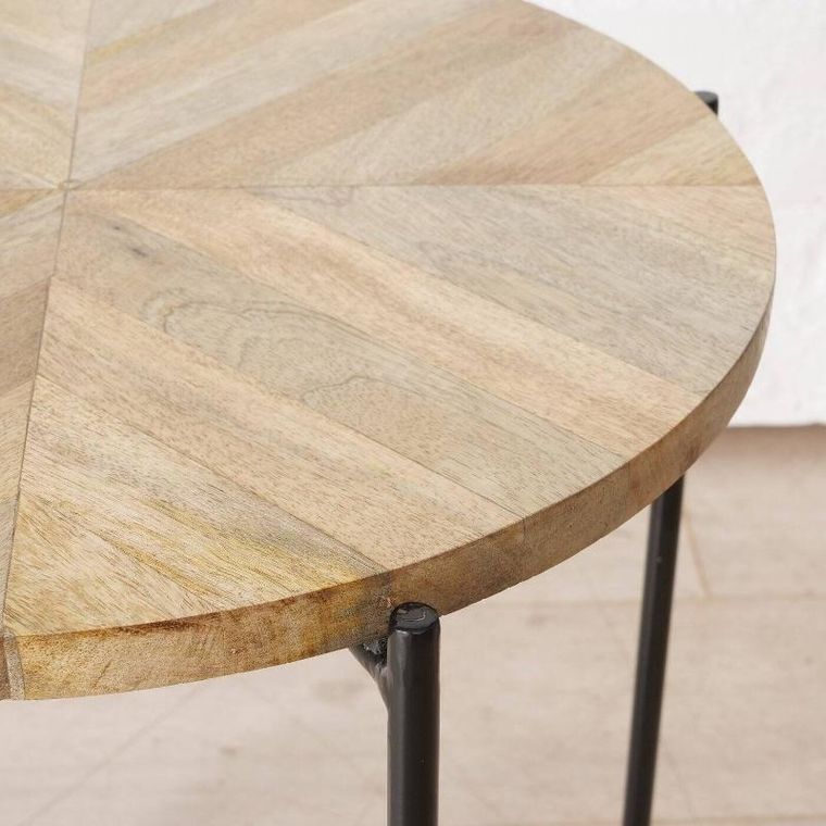 Boltze Home, stolik kawowy z blatem z drewna mango Mandi, Ø 46 cm