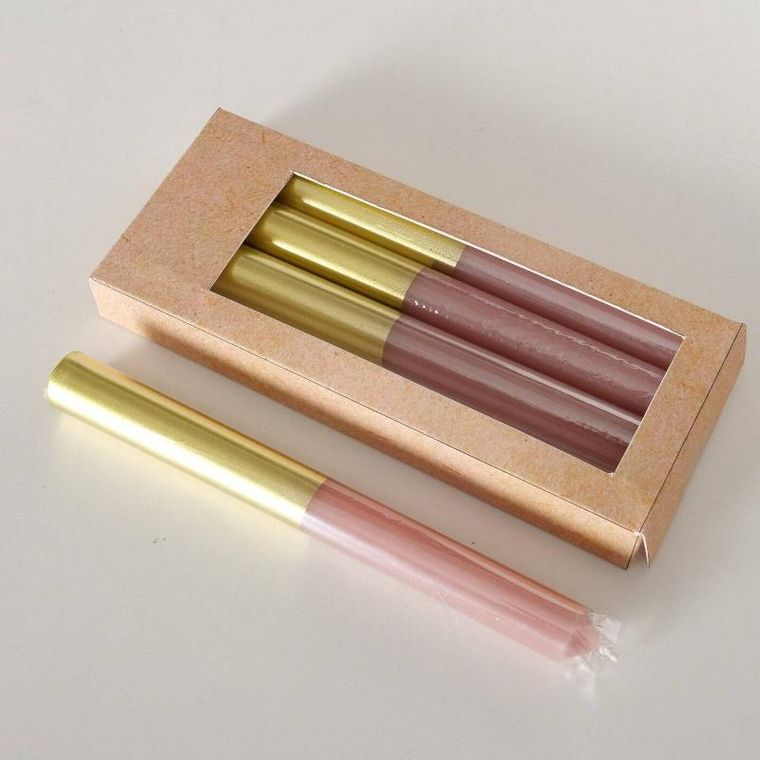 Boltze Home, świeczki, kolorowe, podstawa w złotym kolorze, 4 szt.