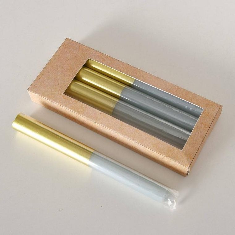 Boltze Home, świeczki kolorowe z podstawą w złotym kolorze, 4 szt.