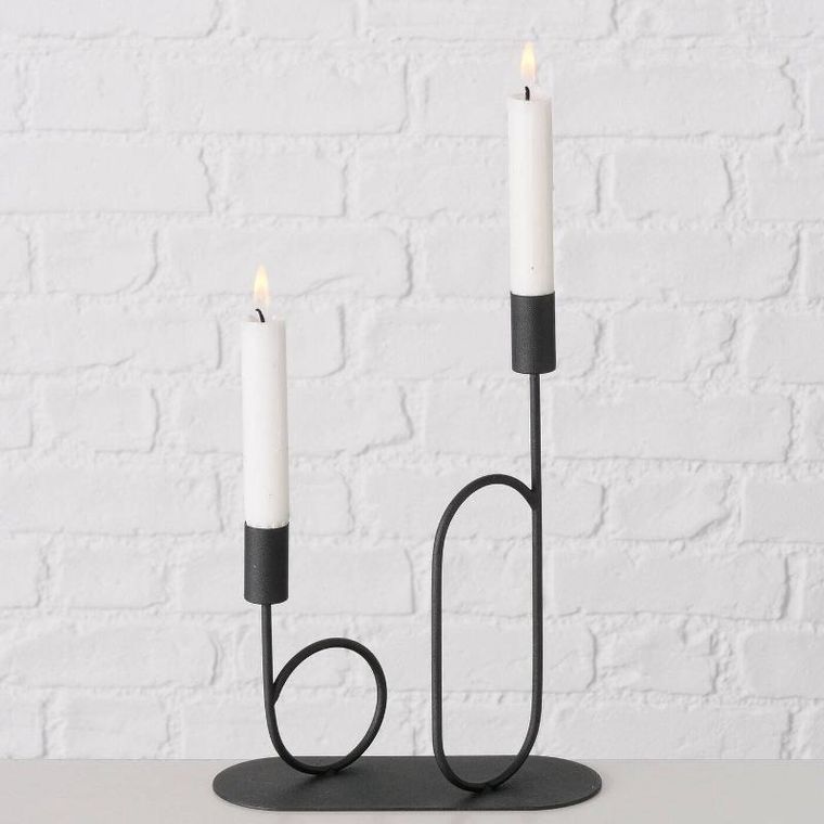 Boltze Home, świecznik czarny metalowy, Orlando