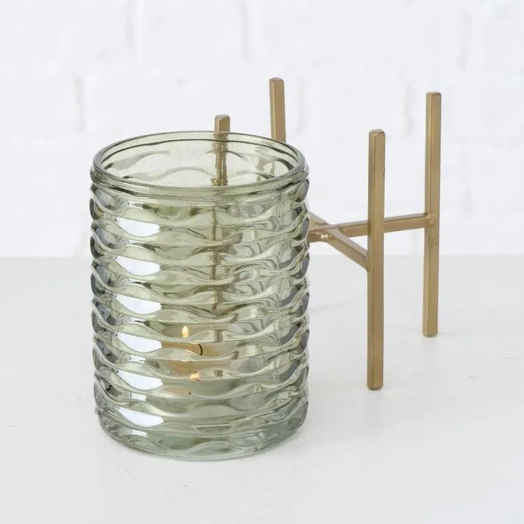 Boltze Home, świecznik na tealighty, Bolito, zielone szkło, Ø 8 cm