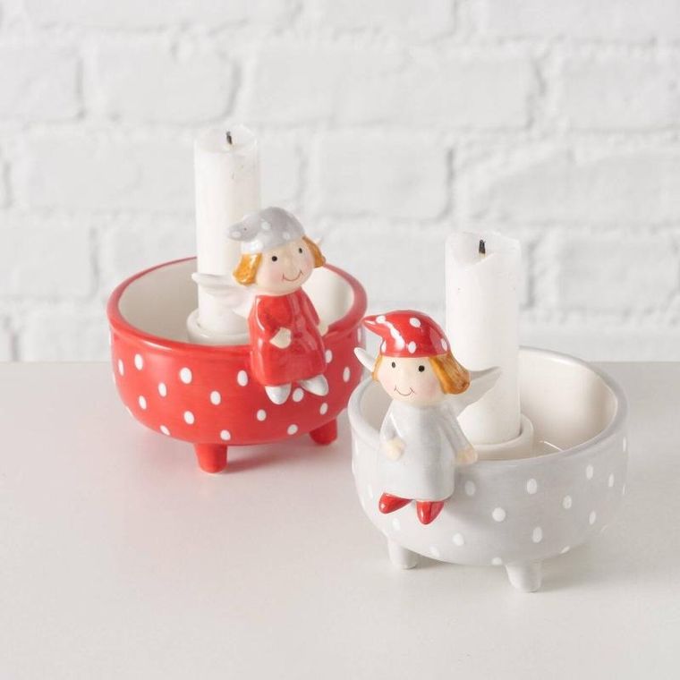 Boltze Home, świecznik z aniołkiem na pojedynczą świecę, Malena