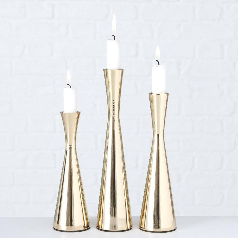 Boltze Home, świeczniki na jedną świecę, Cone, 3 szt.